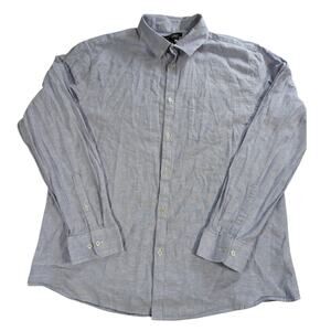 Marc Anthony Luxury Slim Fit Shirt XL Blue Linen Cotton Button Up Dress Casual